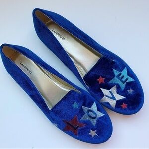 Lands End • Blue Velvet Embroidered Love Flats